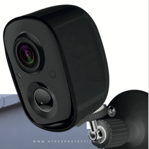 Caméra noire élégante intérieure ou extérieure sans fil avec alarme